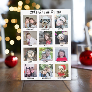 Cartes Pour Fêtes Annuelles 12 Photo Collage Year in Review - Add Name on Top