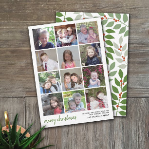 Cartes Pour Fêtes Annuelles 12 Photo Joyeux Noël avec fond botanique sauge