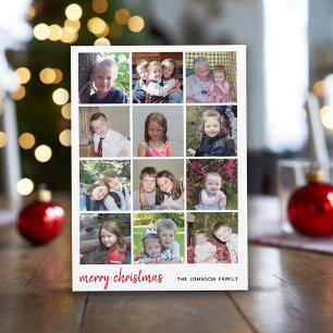 Cartes Pour Fêtes Annuelles 12 Photo Joyeux Noël Rouge En vichy Minimaliste