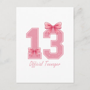 Cartes Pour Fêtes Annuelles 13 ans Coquette rose Bow Officielle Adolescent 13