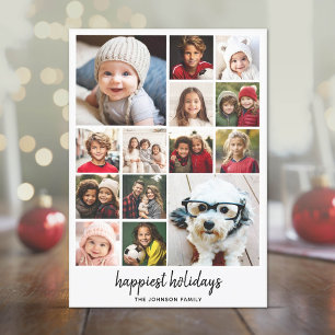 Cartes Pour Fêtes Annuelles 14 Collage de Noël photo Minimaliste noir Joyeux