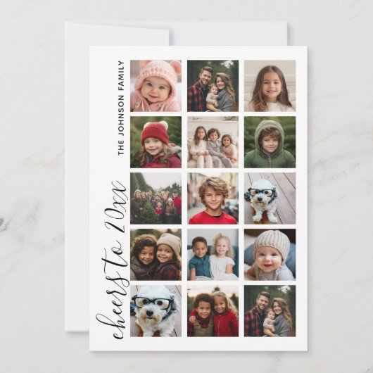 Cartes Pour Fêtes Annuelles 15 Photos Salutations à l'année HYN Noël minimal (Devant)