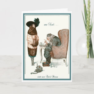 CARTES POUR FÊTES ANNUELLES 1919 !"VISITE AVEC SCROOGE ONCLE" SALUT FRANÇAIS