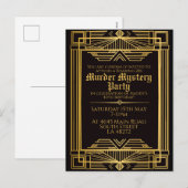 Cartes Pour Fêtes Annuelles 1920 art déco meurtre mystère anniversaire invitat (Devant / Derrière)