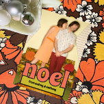 Cartes Pour Fêtes Annuelles 1970s NOEL Message Vintage Style Photo<br><div class="desc">Ces cartes de Noël personnalisées et amusantes sont parfaites pour montrer votre style vintage. Ils sont prêts à être customisés avec votre propre photo verticale ou orientée portrait et comprennent le message "NOEL" épelé dans le style orange rétro lettrage avec une zone de texte vert citron prêt à être personnalisé...</div>