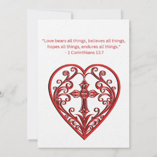 CARTES POUR FÊTES ANNUELLES 1 CORINTHIENS 13:7 L'AMOUR PORTE TOUTES CHOSES