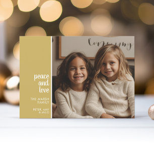 Cartes Pour Fêtes Annuelles 1 Photo Collage Minimal de Noël or de paix amour