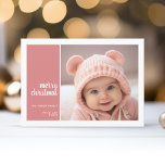 Cartes Pour Fêtes Annuelles 1 Photo Collage Minimum Christmas coral christmas<br><div class="desc">Farmhouse coral peach Plaid Pattern on the back - A simple,  minimum Holiday greeting with 1 square photo and modern calligraphy. Crop your photos into squares before uploading.</div>