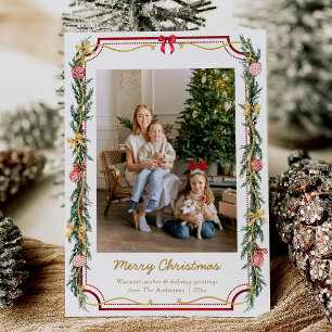 Cartes Pour Fêtes Annuelles 1 Photo Festif Noël Botanique Foliage & Bows