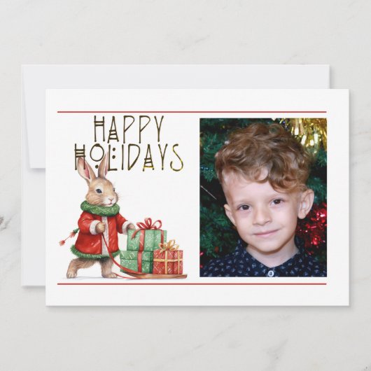 Cartes Pour Fêtes Annuelles 1 Photo JEUX VACANCES NOËL RABBIT (Devant)
