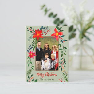 Cartes Pour Fêtes Annuelles 1 Photo Joyeux Noël Aquarelle Fleurs Fêtes