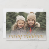 Cartes Pour Fêtes Annuelles 1 Photo Joyeux Noël Script Gold Damas (Devant)