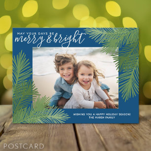 Cartes Pour Fêtes Annuelles 1 Photo Merry Bright Calligraphie moderne Noël