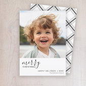 Cartes Pour Fêtes Annuelles 1 Photo minimum Joyeux Noël - noir blanc