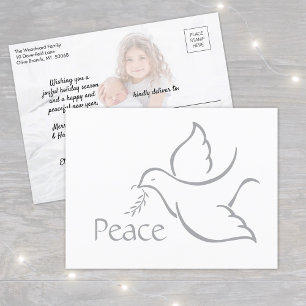 Cartes Pour Fêtes Annuelles 1 Photo Oiseau de Paix Moderne Minimaliste Dove Bl