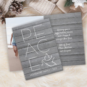 Cartes Pour Fêtes Annuelles 1 Photo Oiseau de Paix Tourbe moderne Bois gris ru