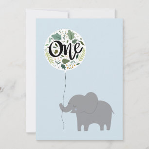 Cartes Pour Fêtes Annuelles 1er éléphant d'anniversaire avec ballon