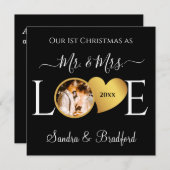 Cartes Pour Fêtes Annuelles 1er Noël en tant que M. Mme Newlyweds (Devant / Derrière)