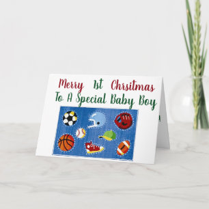 Cartes Pour Fêtes Annuelles ***1er NOËL **GARÇON*** AVEC DES JOUETS À PROFUSIO