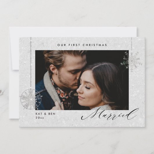 Cartes Pour Fêtes Annuelles 1er Noël Marié Blanc Éclairage Photo moderne (Devant)