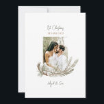 Cartes Pour Fêtes Annuelles 1er Noël Marié Deux Photo Pine & Antlers Hol<br><div class="desc">Christmas Custom Two Photo 1er Noël marié. Nom de famille. Noms. Pin & Antlers.</div>