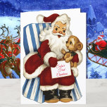 Cartes Pour Fêtes Annuelles 1er Noël Personnalisez le nom du bébé Père Noël<br><div class="desc">Père Noël Ajouter Nom de l'enfant - 1ère carte de Noël</div>