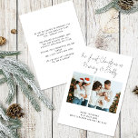 Cartes Pour Fêtes Annuelles 1ère Noël Maman Papa 2 Photos Annonce de naissance<br><div class="desc">1st Christmas As Mommy And Daddy Script 2 Photos et Faire-part de naissance optionnel Remplacez simplement les deux exemples de photos par les vôtres et personnalisez avec votre salutation et les noms en bas et le message à l'arrière. Notre premier Noël en tant que maman et papa est dans un...</div>