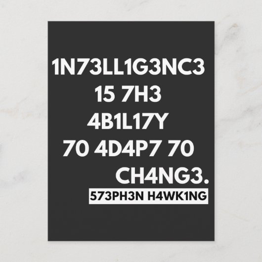 CARTES POUR FÊTES ANNUELLES 1N73LL1G3NC3 15 7H3 4B1L17Y 70 4D4P7 70 CH4NG3. (Devant)