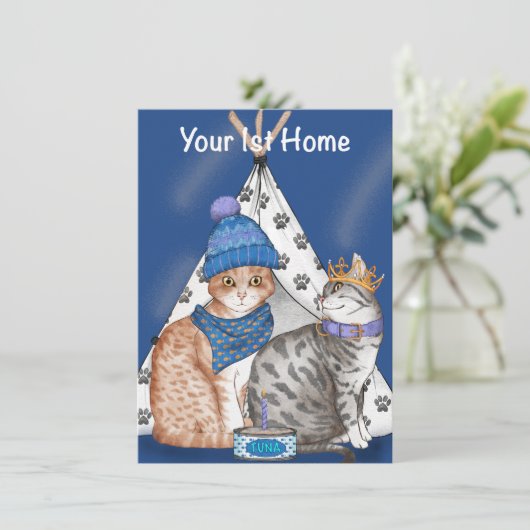 Cartes Pour Fêtes Annuelles 1st Home card with cats (Debout devant)