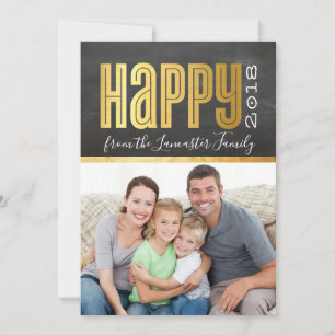 Cartes Pour Fêtes Annuelles 2018 NOUVELLE ANNÉE PHOTO stylisée feuille or tabl