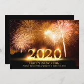 Cartes Pour Fêtes Annuelles 2020 Joyeux Nouvel An Elegant Feu d'artifice Salut (Devant / Derrière)