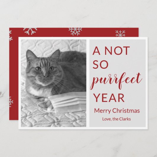Cartes Pour Fêtes Annuelles 2020 Noël année pas si parfaite chat drôle/animaux (Devant / Derrière)