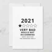 Cartes Pour Fêtes Annuelles 2021 mauvaise année en examen 5 étoiles (Devant)