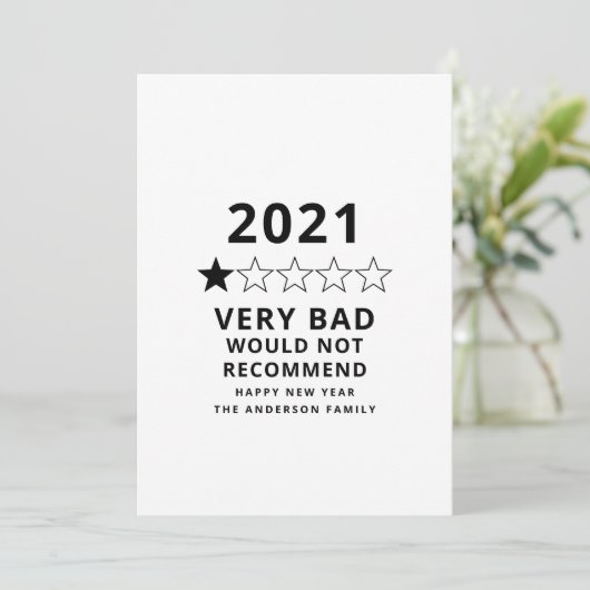 Cartes Pour Fêtes Annuelles 2021 mauvaise année en examen 5 étoiles (Debout devant)