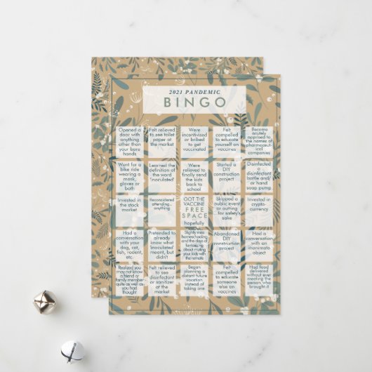 Cartes Pour Fêtes Annuelles 2021 Pandemic BINGO Funny Mistletoe Or Noël (Devant/Arrière en situation)