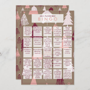 Cartes Pour Fêtes Annuelles 2021 Pandemic BINGO mignon arbre rose photo de Noë