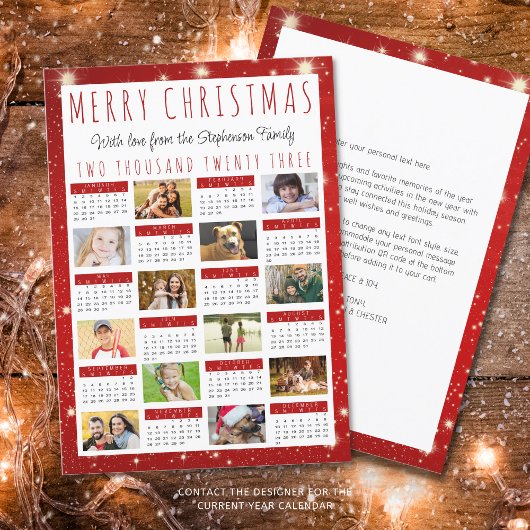 Cartes Pour Fêtes Annuelles 2022 Année en révision 2023 Calendrier 12 Photos