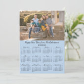 Cartes Pour Fêtes Annuelles 2022 Calendrier Bleu clair 2 Photos Bonne année (Debout devant)