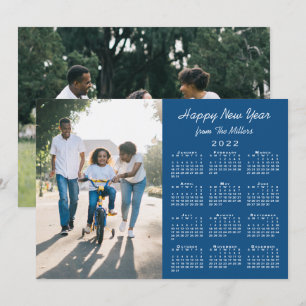 Cartes Pour Fêtes Annuelles 2022 Calendrier Moderne Bleu 2 Photo Bonne année