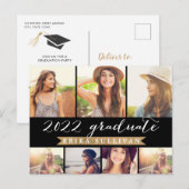 Cartes Pour Fêtes Annuelles 2022 Graduation Script Photo Collage Party (Devant / Derrière)