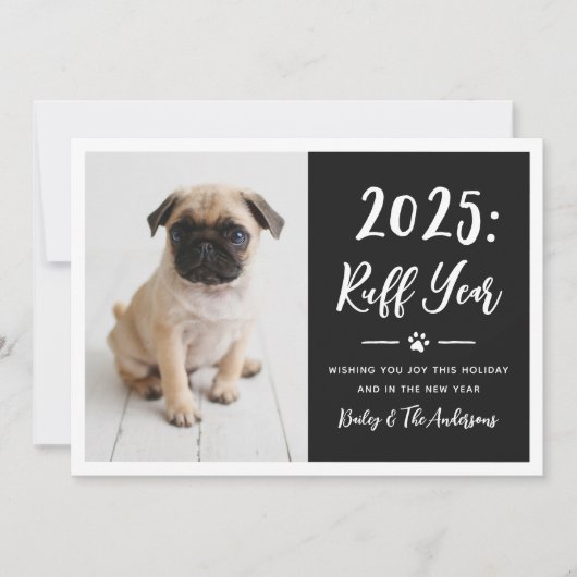 Cartes Pour Fêtes Annuelles 2022 Ruff Year Black Funny Chien Photo (Devant)