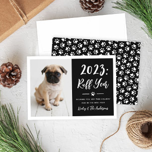 Cartes Pour Fêtes Annuelles 2022 Ruff Year Black Funny Chien Photo