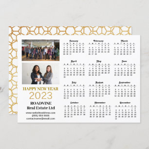 Cartes Pour Fêtes Annuelles 2023 Business Photo Modern Gold Script Calendrier