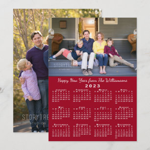 Cartes Pour Fêtes Annuelles 2023 Calendrier 2 Photos personnalisées Rouge Bonn