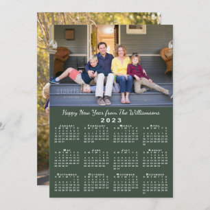 Cartes Pour Fêtes Annuelles 2023 Calendrier 2 Photos Vert foncé Bonne année