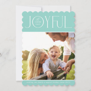 Cartes Pour Fêtes Annuelles 2023 FAMILY PHOTO moderne élégante menthe douce JO
