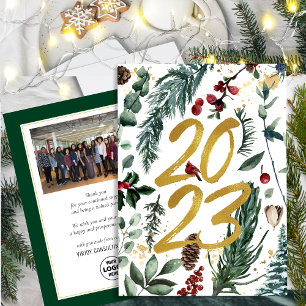 Cartes Pour Fêtes Annuelles 2023 Photo de l'entreprise Festive Pine Bough