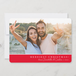 Cartes Pour Fêtes Annuelles 2023 SIMPLE PHOTO joyeux Noël calligraphie rouge