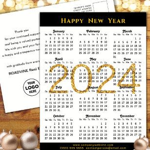 Cartes Pour Fêtes Annuelles 2024 Business Calendar Modern Black Gold Parties s