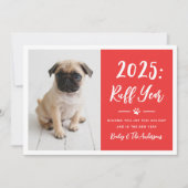 Cartes Pour Fêtes Annuelles 2024 Ruff Year Red Funny Chien Photo (Devant)